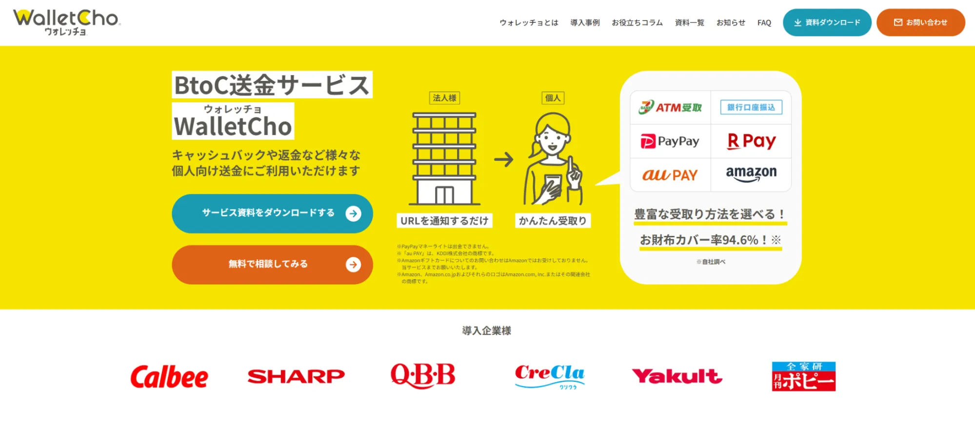 BtoC送金サービス「ウォレッチョ」